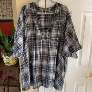 Free People Plaid Tunic Top